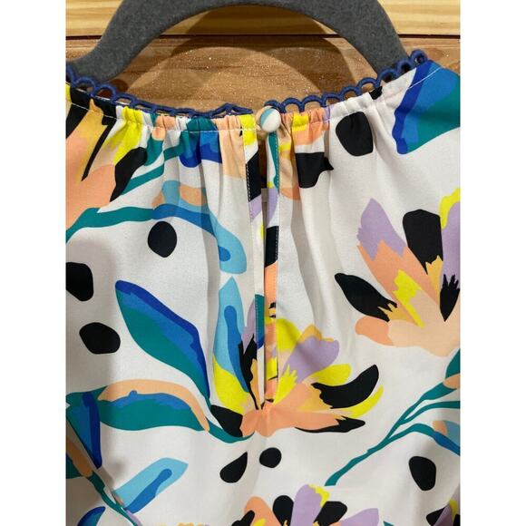 Crosby by Mollie Burch Flutter Cap Sleeve Zoe Top Island Lillies Mixed Print, XS - Picture 8 of 8
